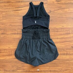 FP Movement by Free People Women's Righteous Runsie Romper Black Size M NWOT